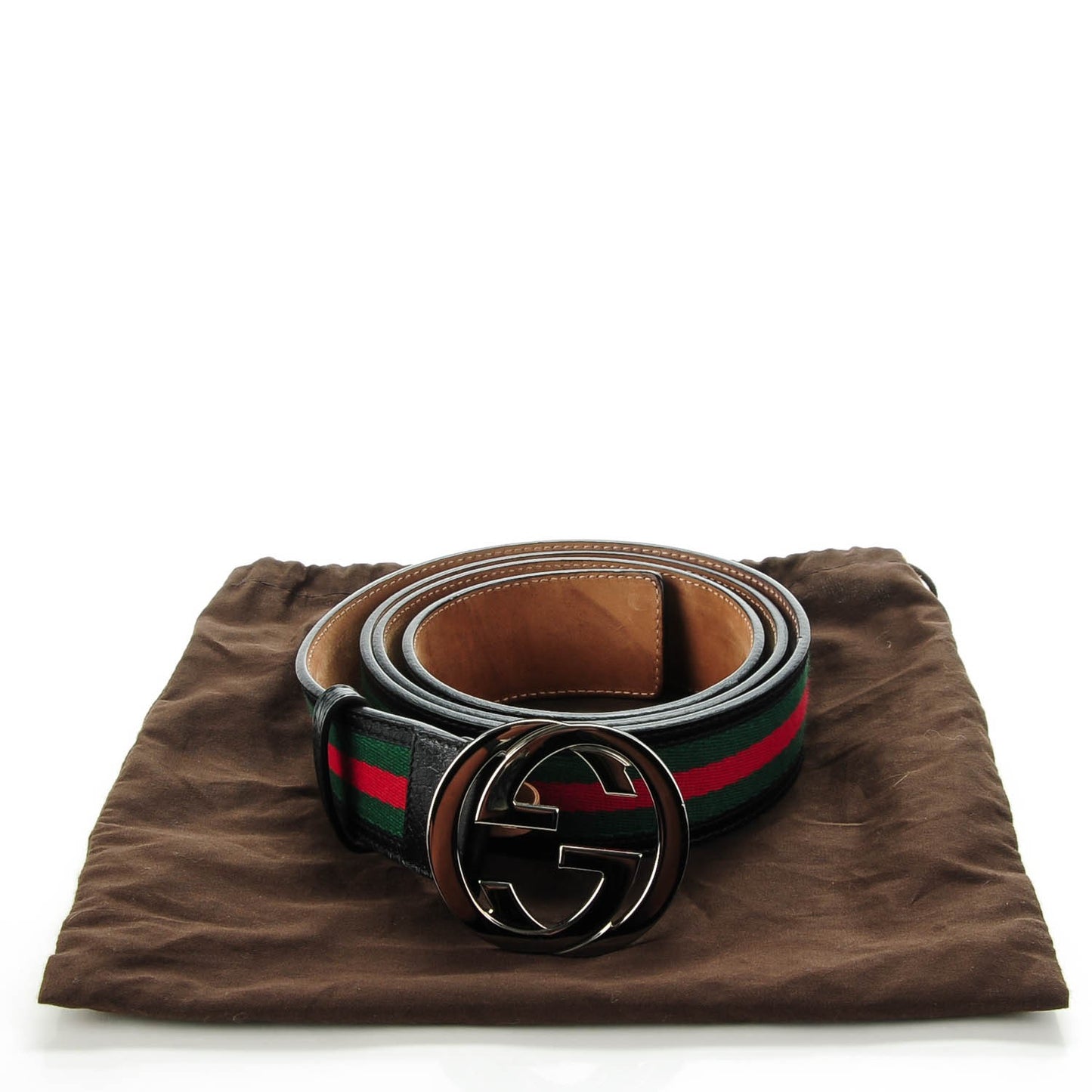 Leather Web Interlocking G Belt 120 48 Black