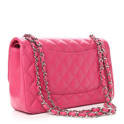 Chanel Lambskin Quilted Jumbo Double Flap Dark Pink 3 of 9