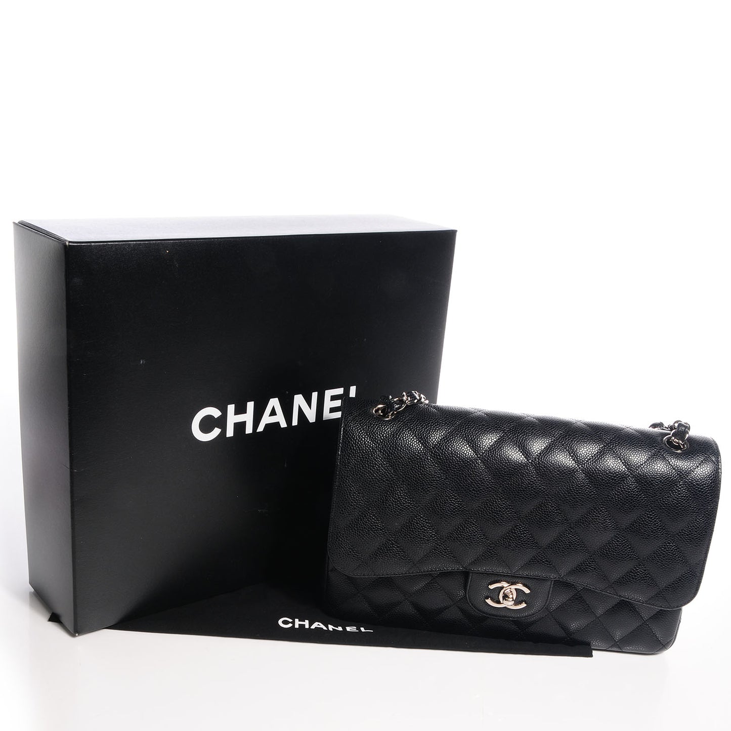 Caviar Quilted Jumbo Double Flap Black