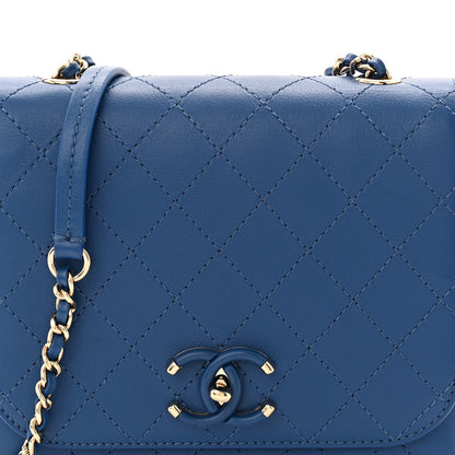 Chanel Calfskin Stitched Small Covered CC Flap Bag Blue 8 of 10