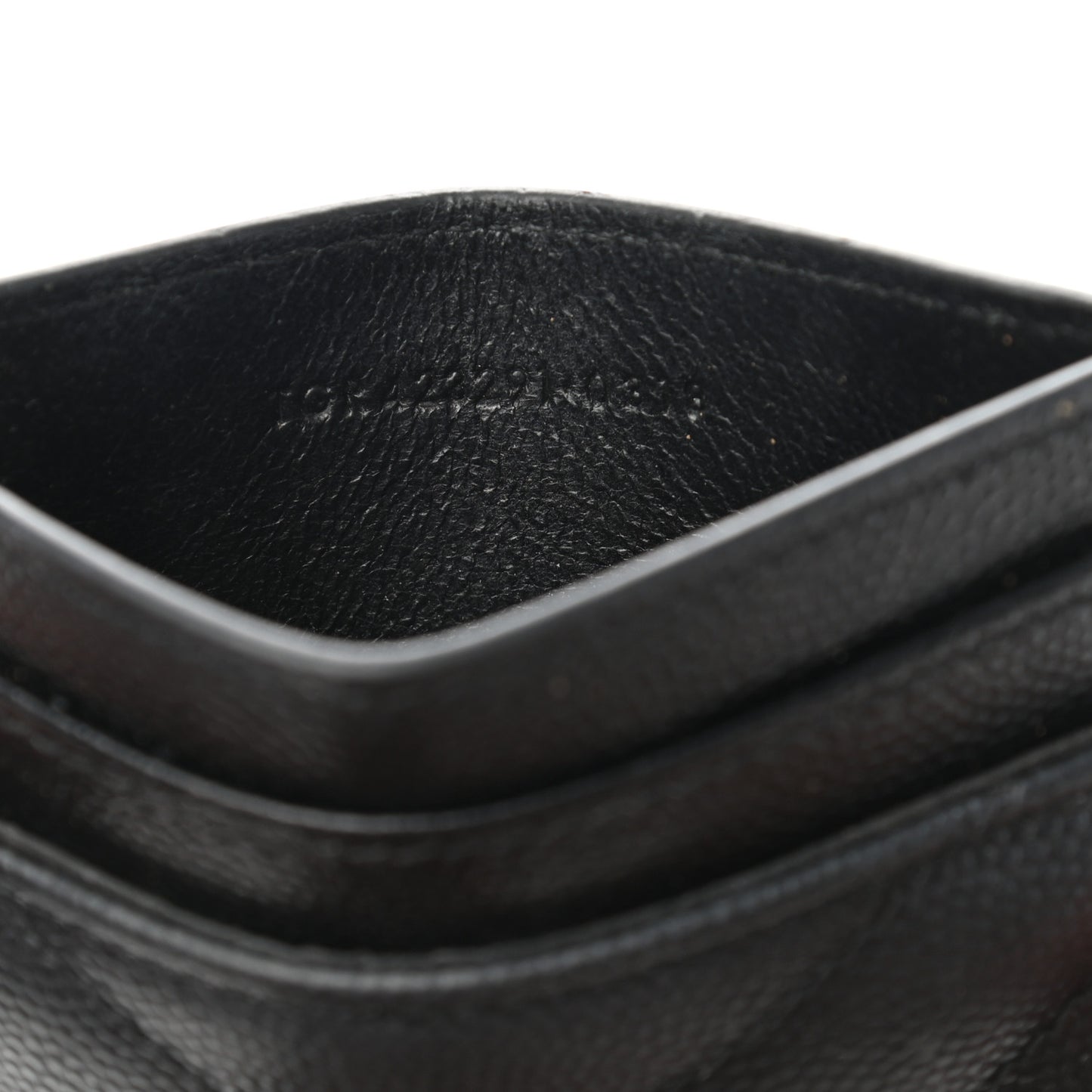 Grain De Poudre Matelasse Chevron Monogram Credit Card Case Black