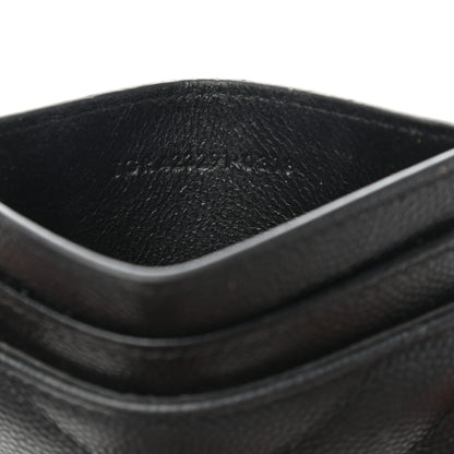 Saint Laurent Grain De Poudre Matelasse Chevron Monogram Credit Card Case Black 7 of 9