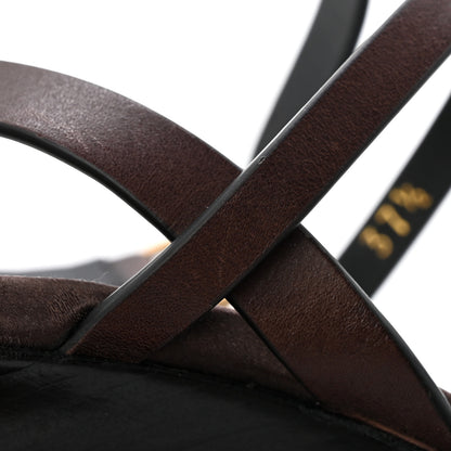 Saint Laurent Calfskin Cassandra 90 Wedges 37.5 Ultra Dark Brown 10 of 11