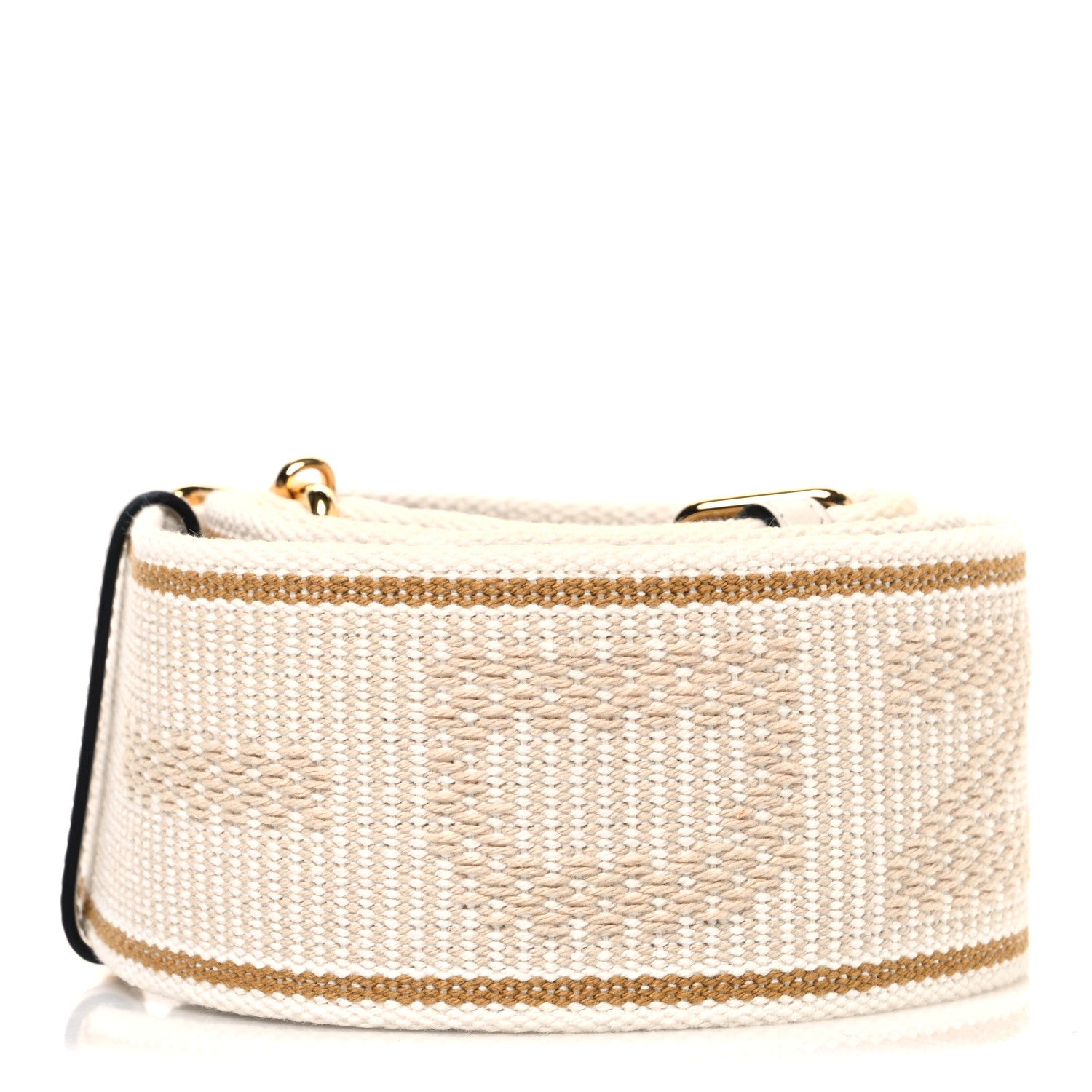 Fendi Cannete Ribbon Poly Vitello Century Logo Adjustable Strap You White Garza Ecru 2 of 5