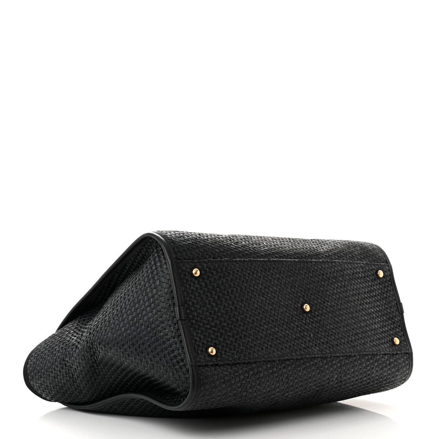 Chanel Straw Raffia Calfskin Chain Medium Deauville Tote Black 4 of 12