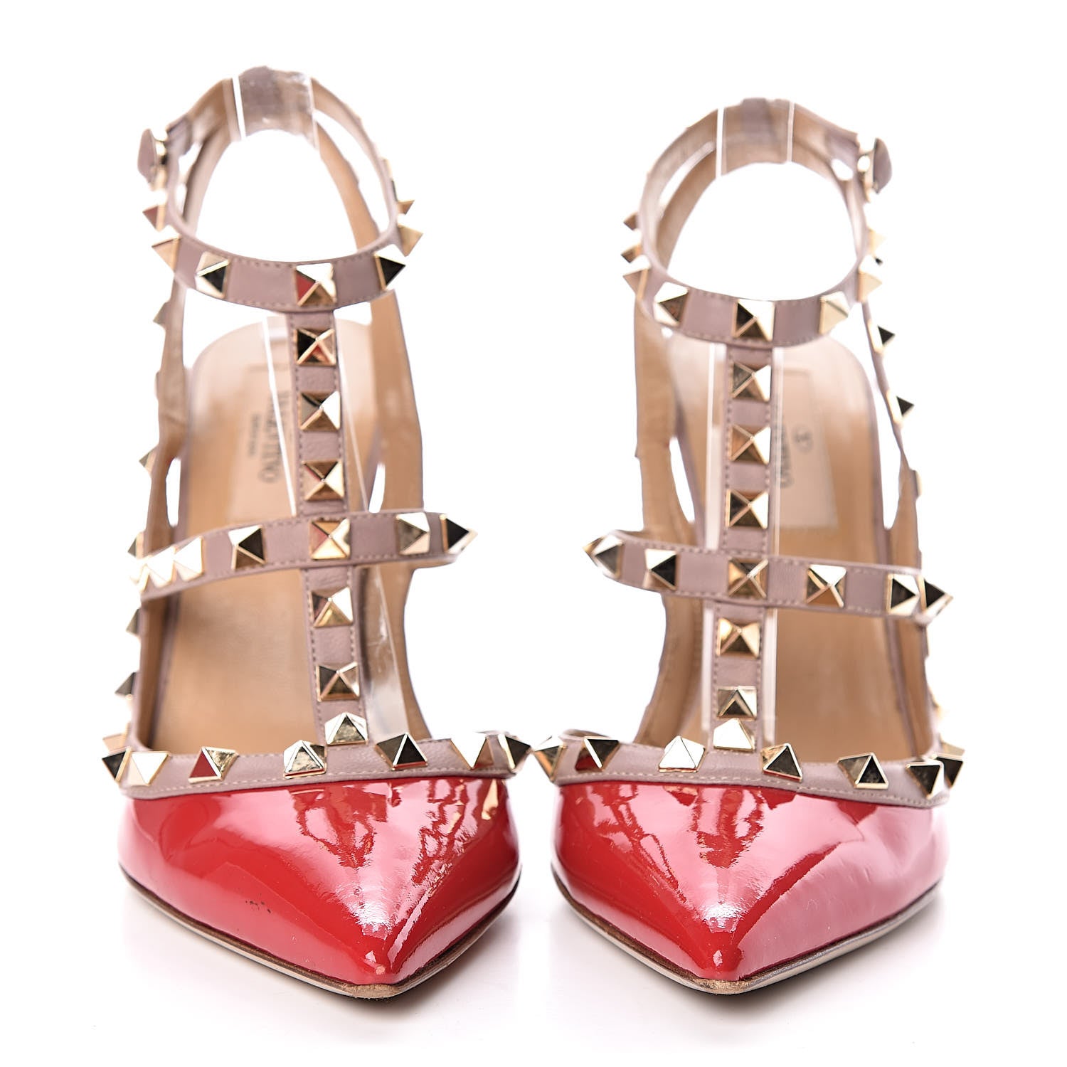 Valentino Garavani Patent Rockstud Ankle Strap 100mm Pumps 37.5 Rosso Valentino Poudre 2 of 11