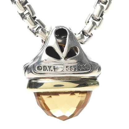 David Yurman Sterling Silver 14K Yellow Gold Citrine Acorn Pendant Necklace 5 of 5