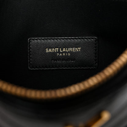 Saint Laurent Grain De Poudre Chevron Monogram Large Bill Pouch Black 7 of 9