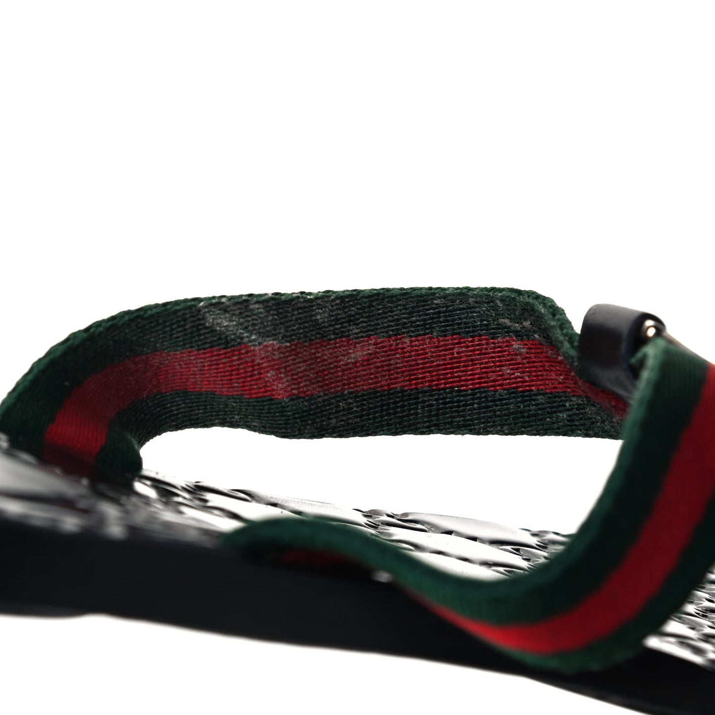 Nylon Guccissima Web Womens Thong Sandals 38.5 Green Red Black