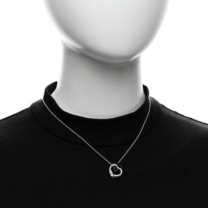 Tiffany Sterling Silver Black Jade Elsa Peretti Open Heart Pendant Necklace 2 of 5