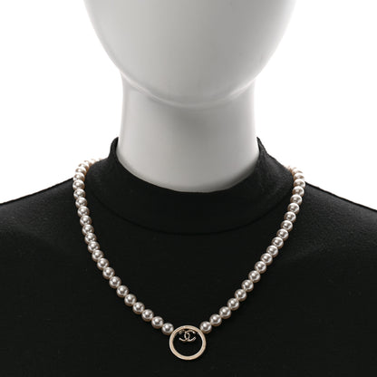Chanel Pearl CC Round Long Necklace Gold White 2 of 6