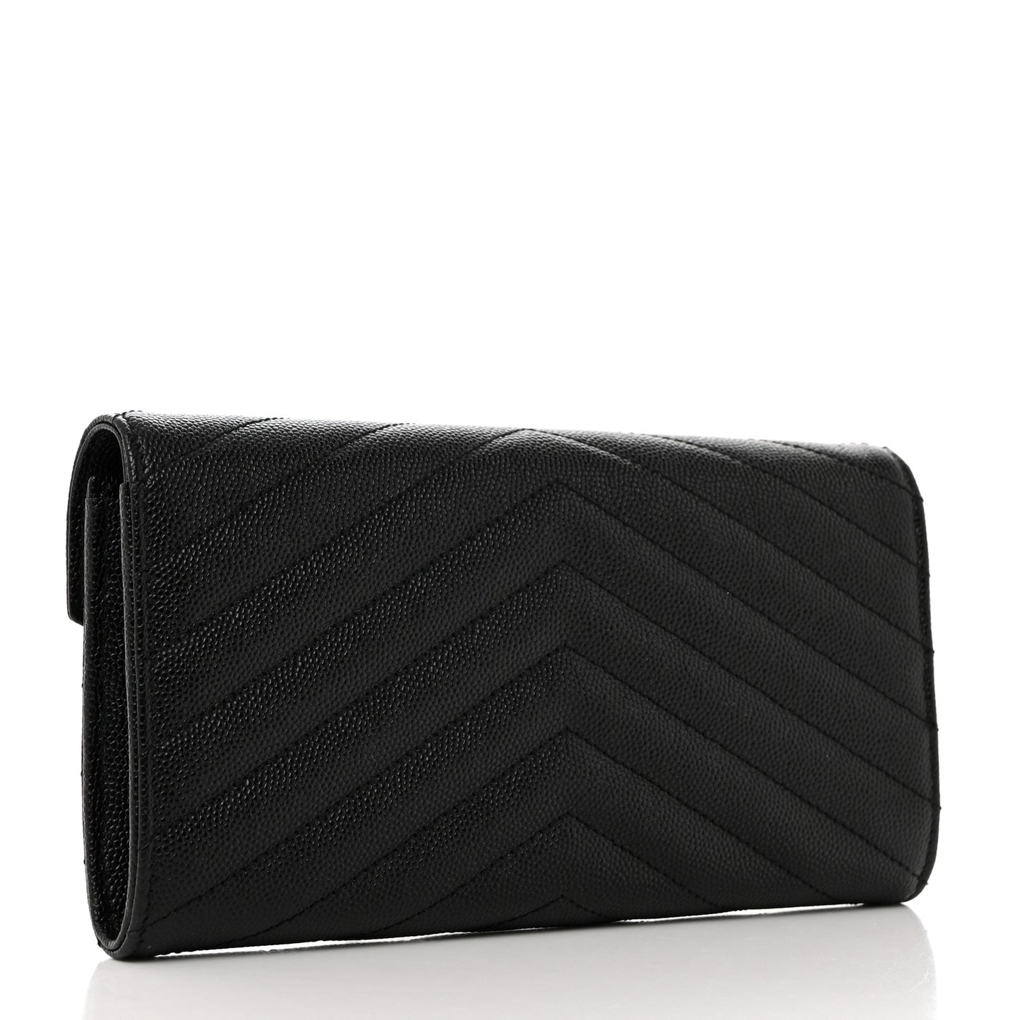 Grain De Poudre Matelasse Chevron Monogram Flap Wallet Black