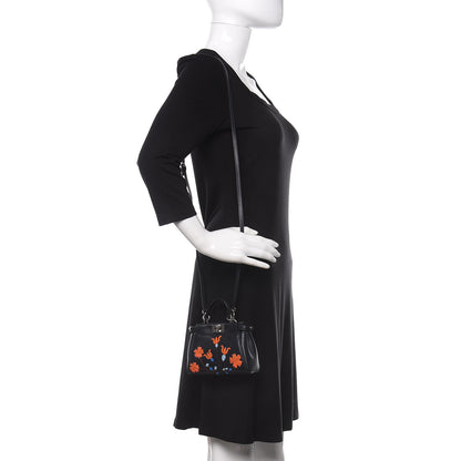 Fendi Shiny Nappa Botanic Garden Embroidered Micro Peekaboo Iconic Satchel Ocean Arancio 2 of 10