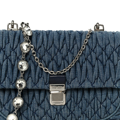 Miu Miu Denim Matelasse Crystal Chain Crossbody Bag Blue 11 of 13