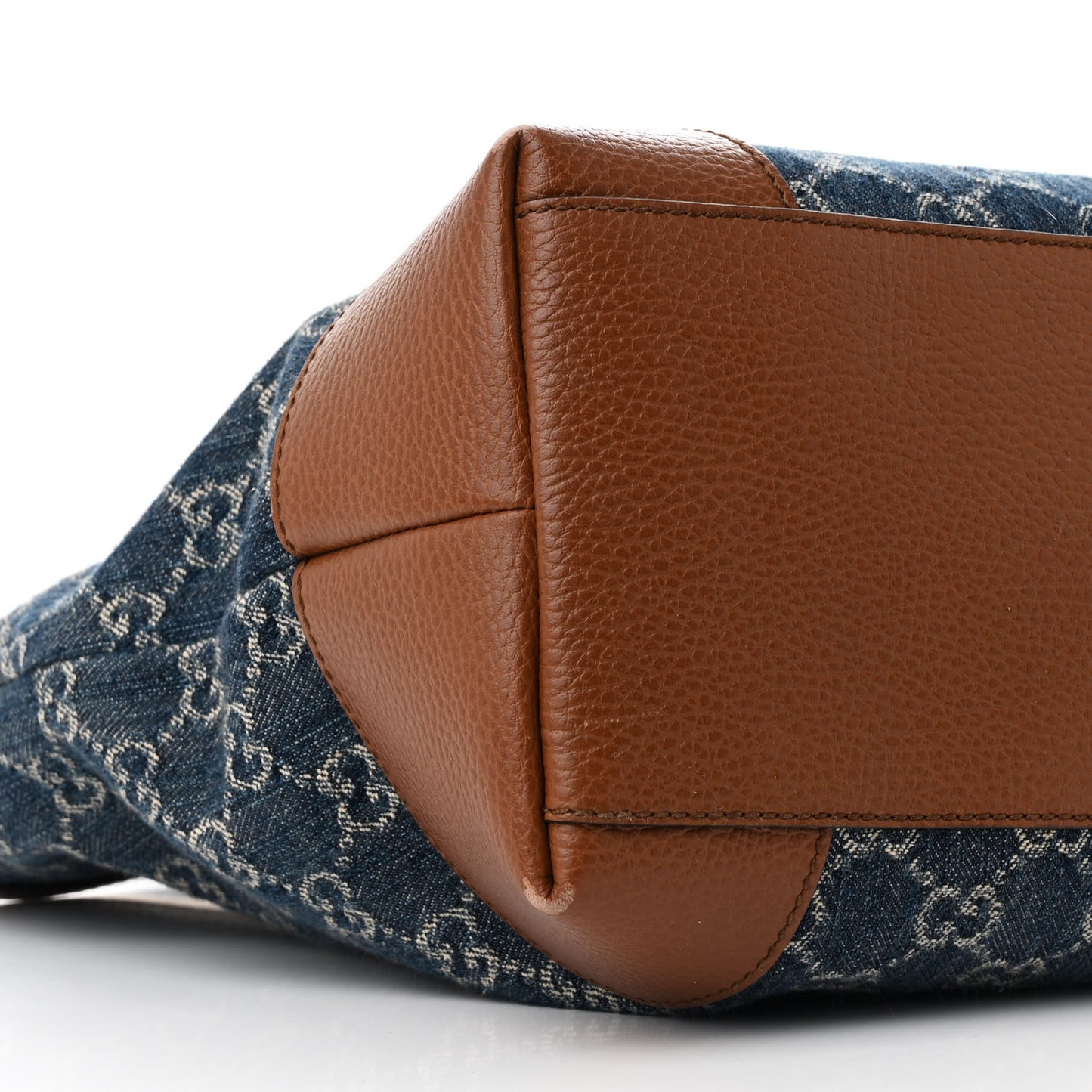 New Denim GG Monogram Medium Ophidia Shopping Tote Blue Tea Cuir
