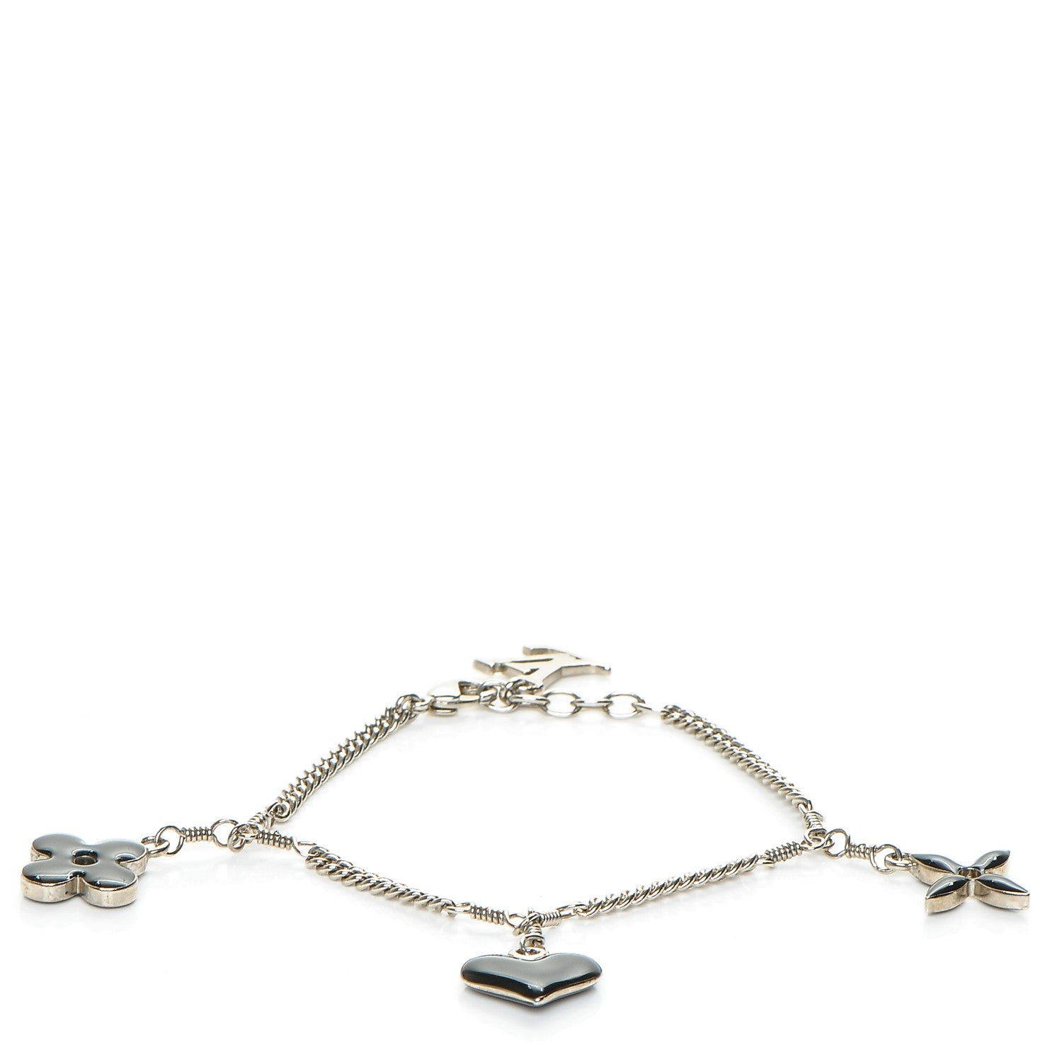 Louis Vuitton Sweet Monogram Charm Bracelet Silver Black 1 of 6