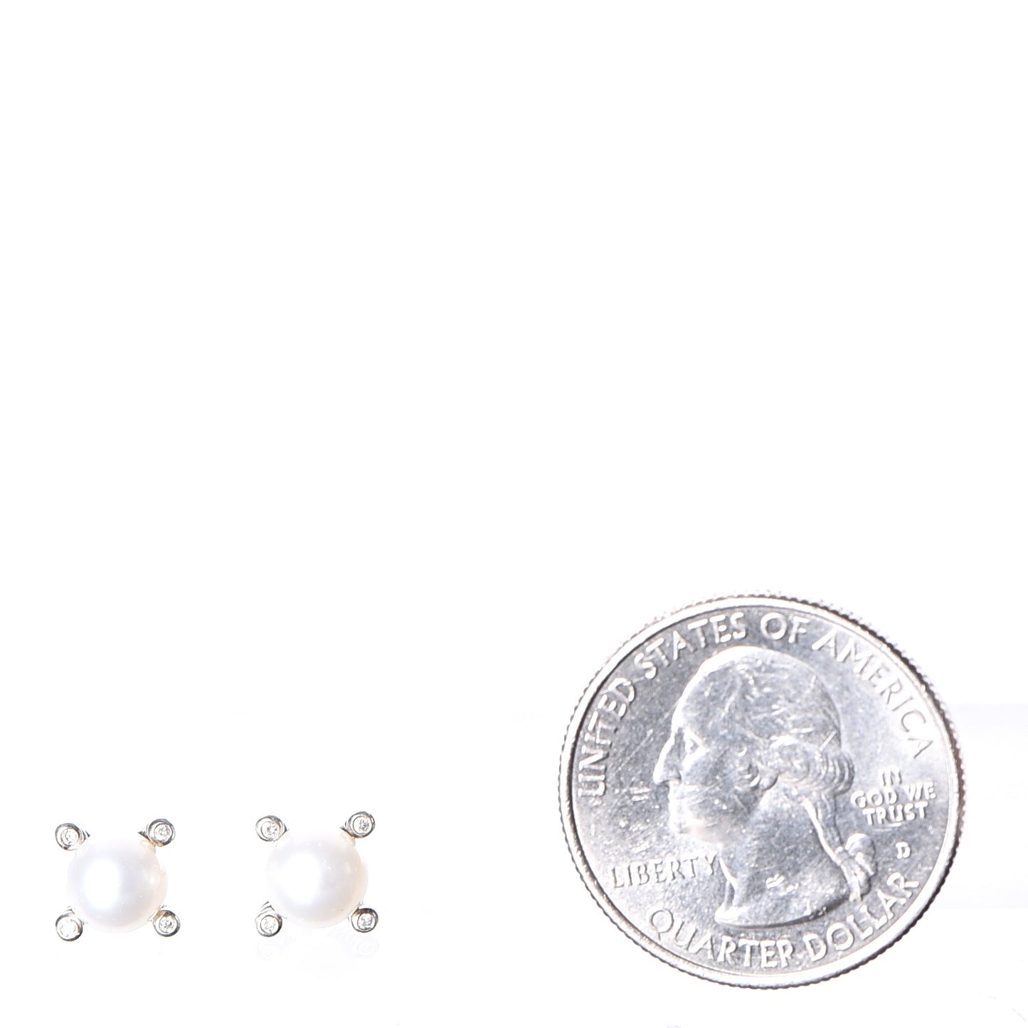 Sterling Silver Diamond Pearl 7mm Earrings