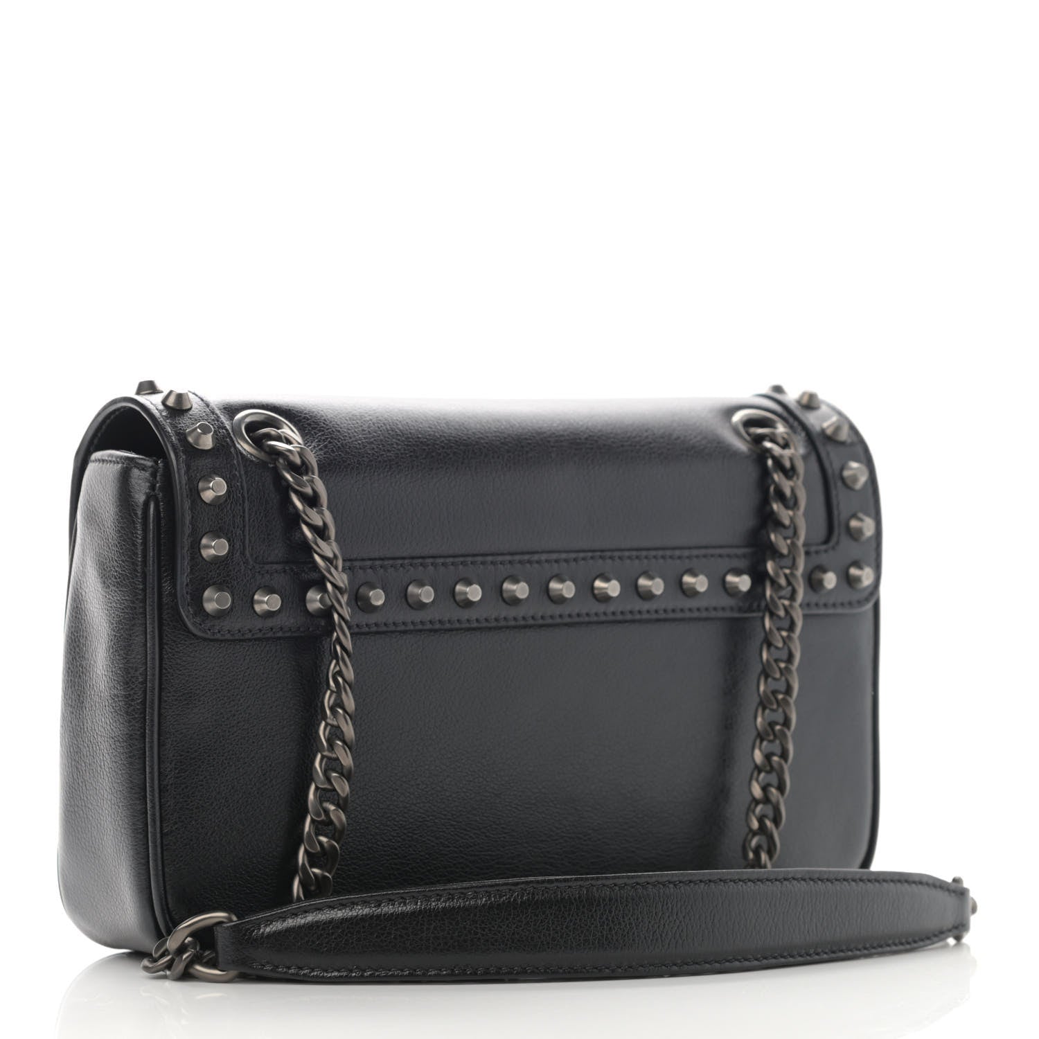 Prada Glace Calfskin Studded Crossbody Black 3 of 9