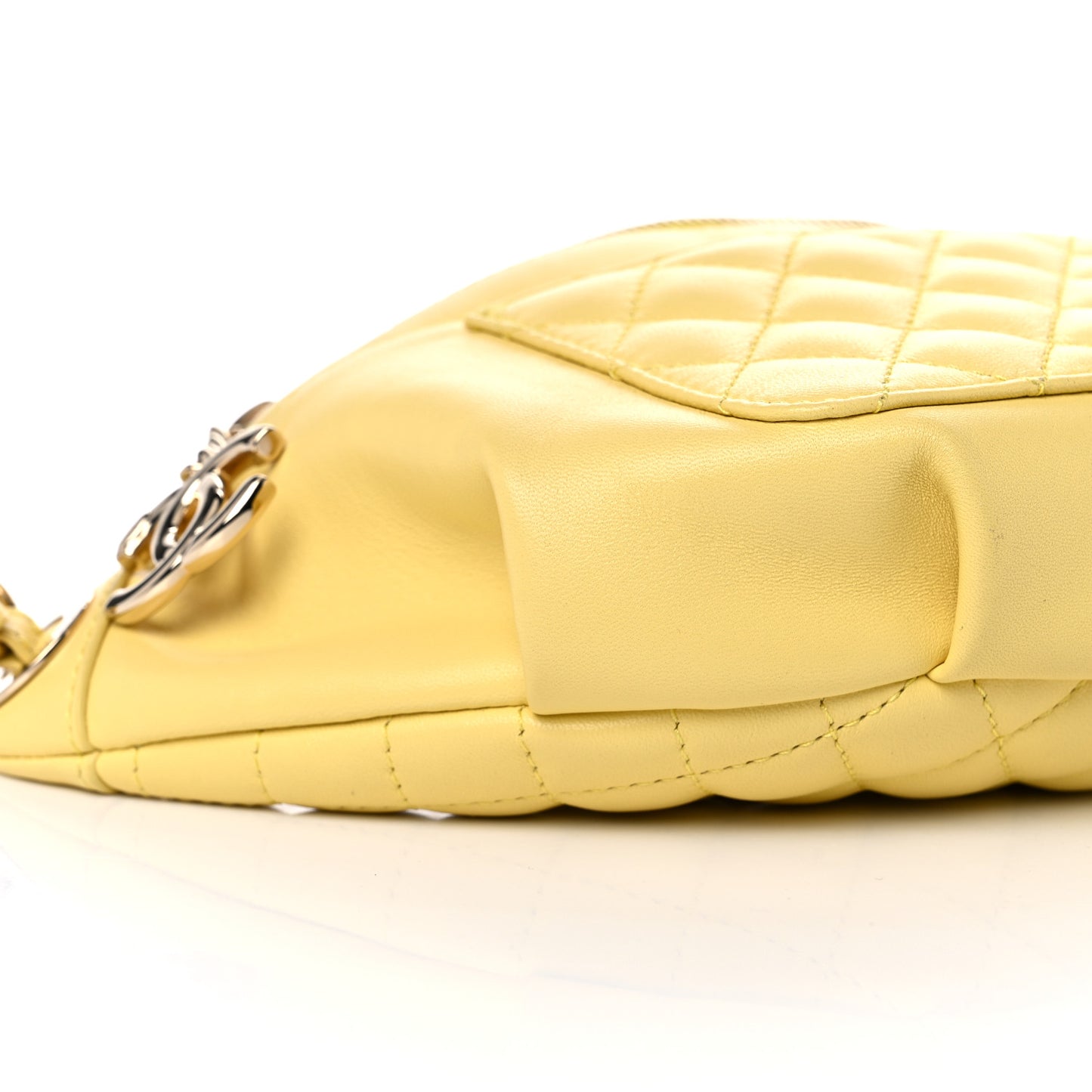 Lambskin Quilted Waist Belt Bag Yellow