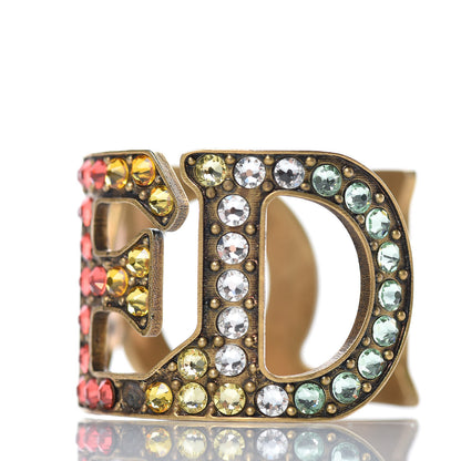 Gucci Metal Crystal Loved Cuff Bracelet 16 Aged Gold 4 of 6