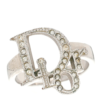 Christian Dior Crystal Logo Ring 49 5 Silver 1 of 5