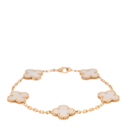 Van Cleef & Arpels 18K Yellow Gold Mother of Pearl 5 Motifs Vintage Alhambra Bracelet 1 of 4