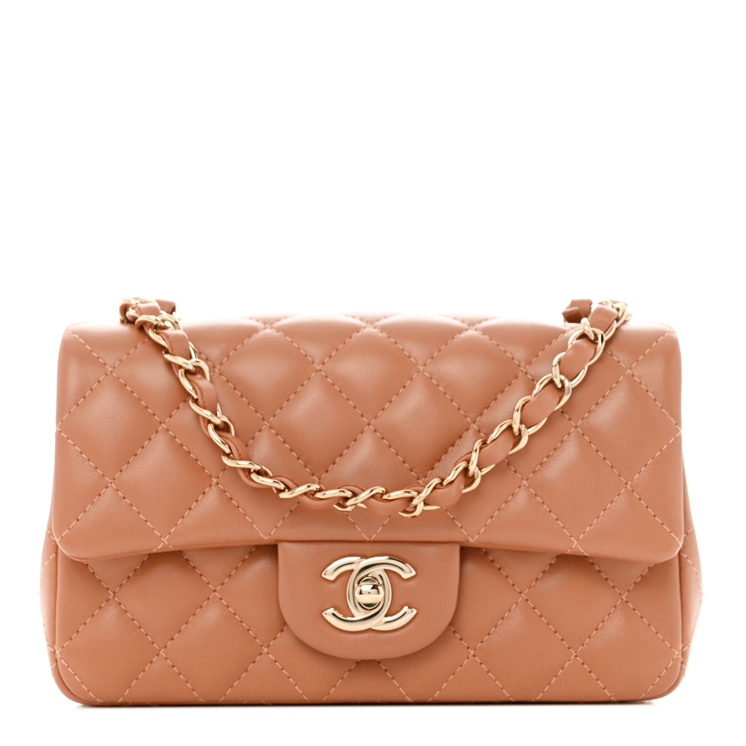Chanel Lambskin Quilted Mini Rectangular Flap Brown 1 of 10