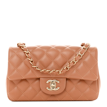 Chanel Lambskin Quilted Mini Rectangular Flap Brown 1 of 10
