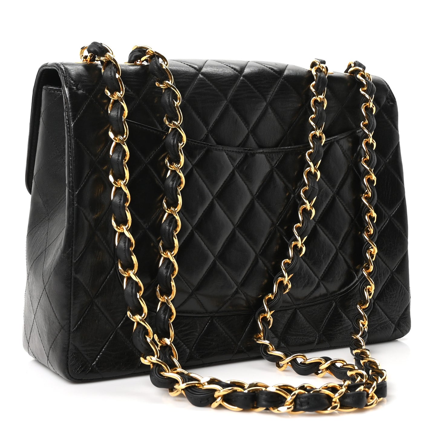 Lambskin Quilted XL Jumbo Single Flap Black