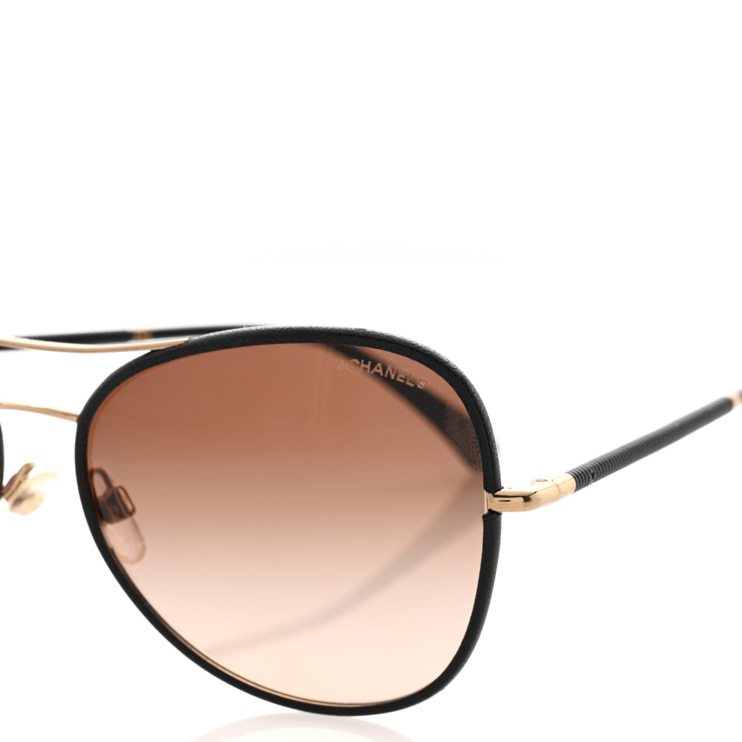 Chanel Aviator CC Sunglasses Gold Black 7 of 8
