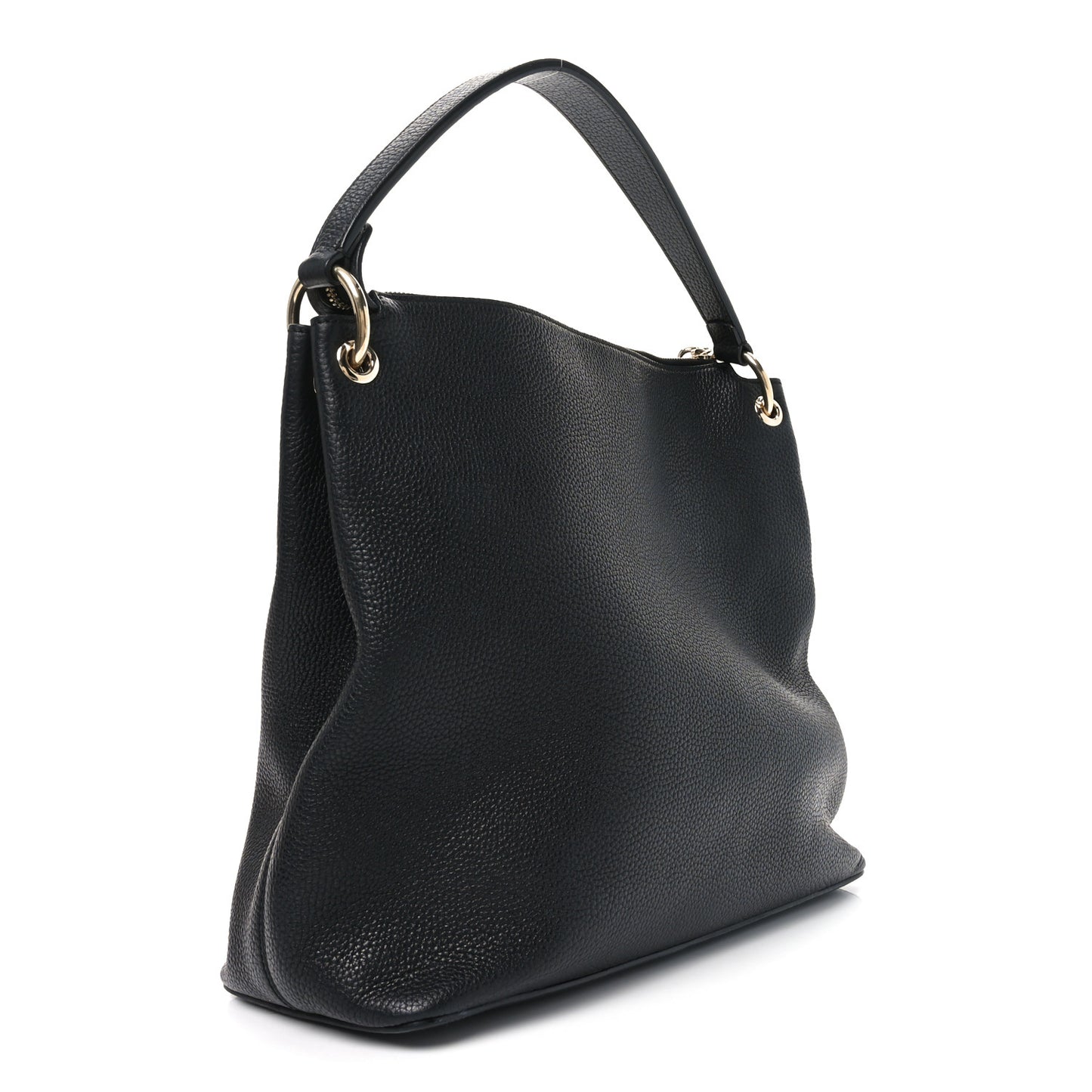 Pebbled Calfskin Large Soho Hobo Black