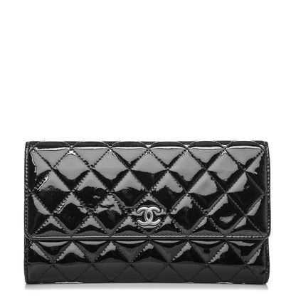 Chanel Patent Quilted Large Flap Wallet Black 1 of 7