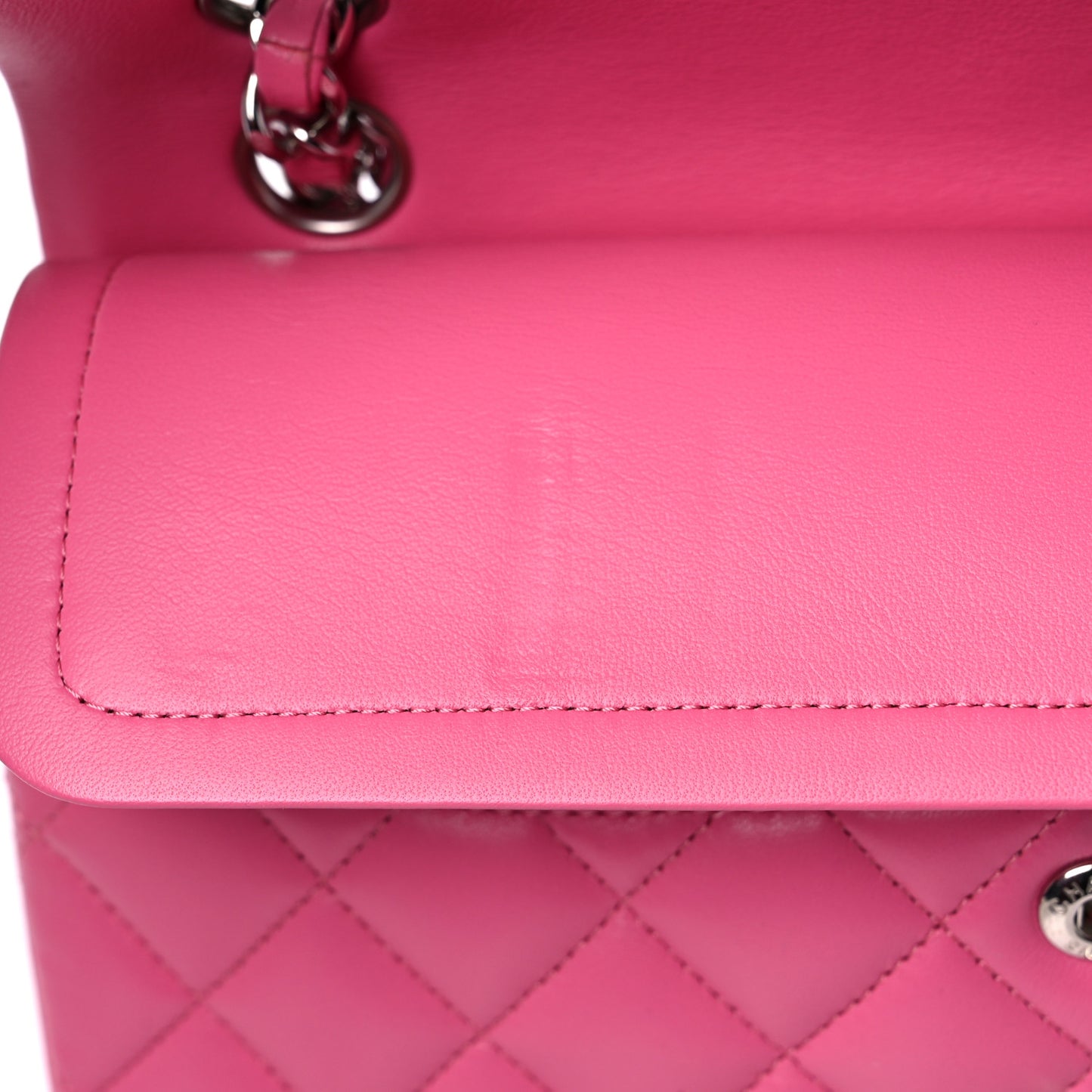 Lambskin Quilted Small Double Flap Pink