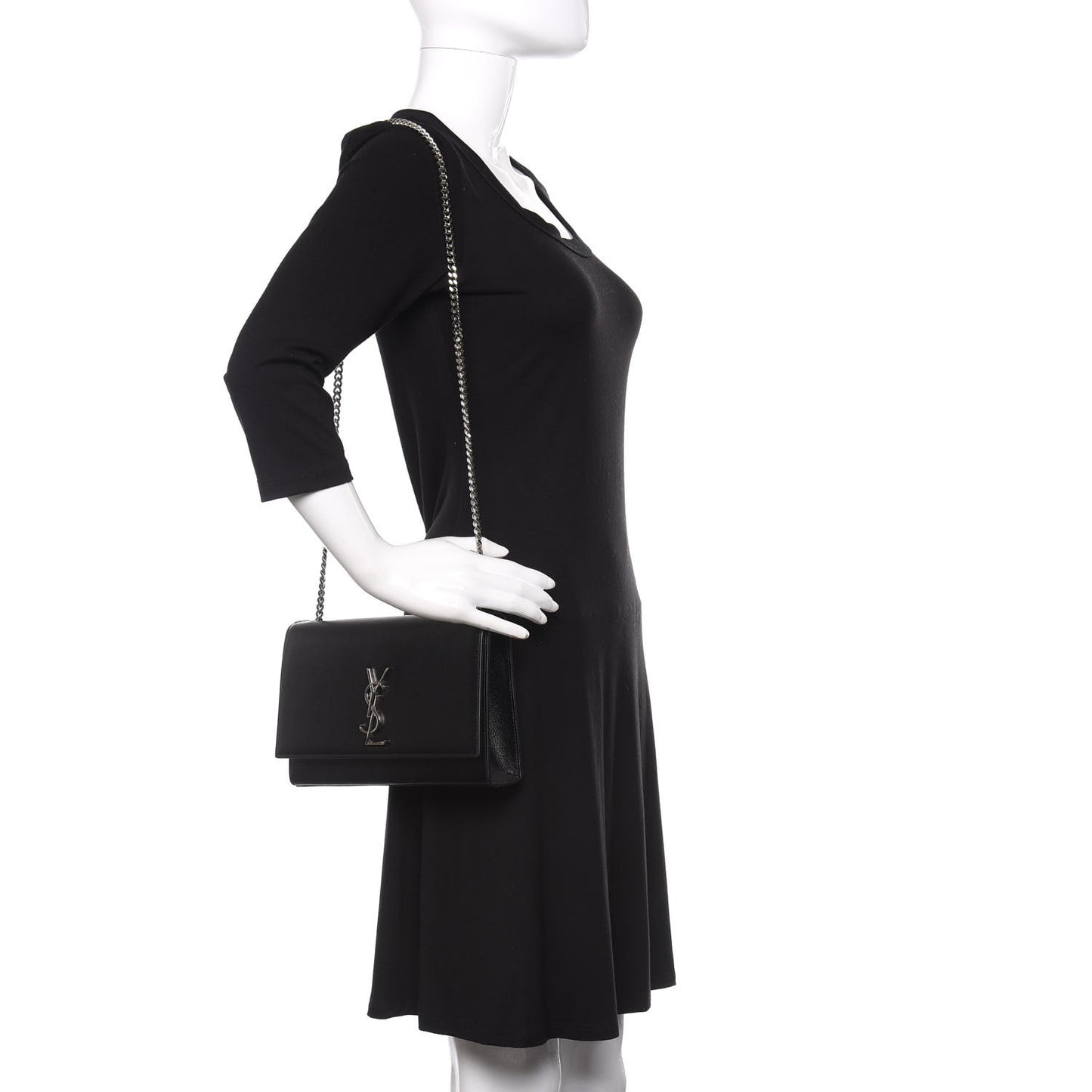 Grain De Poudre Medium Classic Monogram Kate Satchel Black