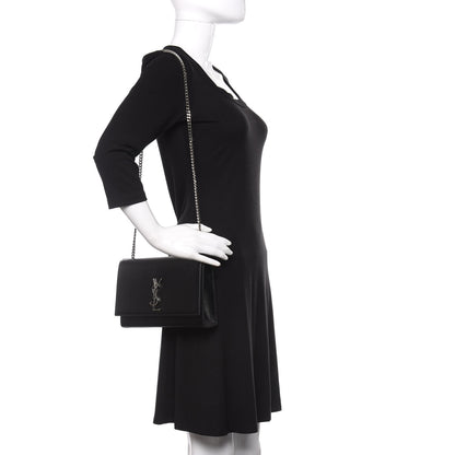 Saint Laurent Grain De Poudre Medium Classic Monogram Kate Satchel Black 2 of 9
