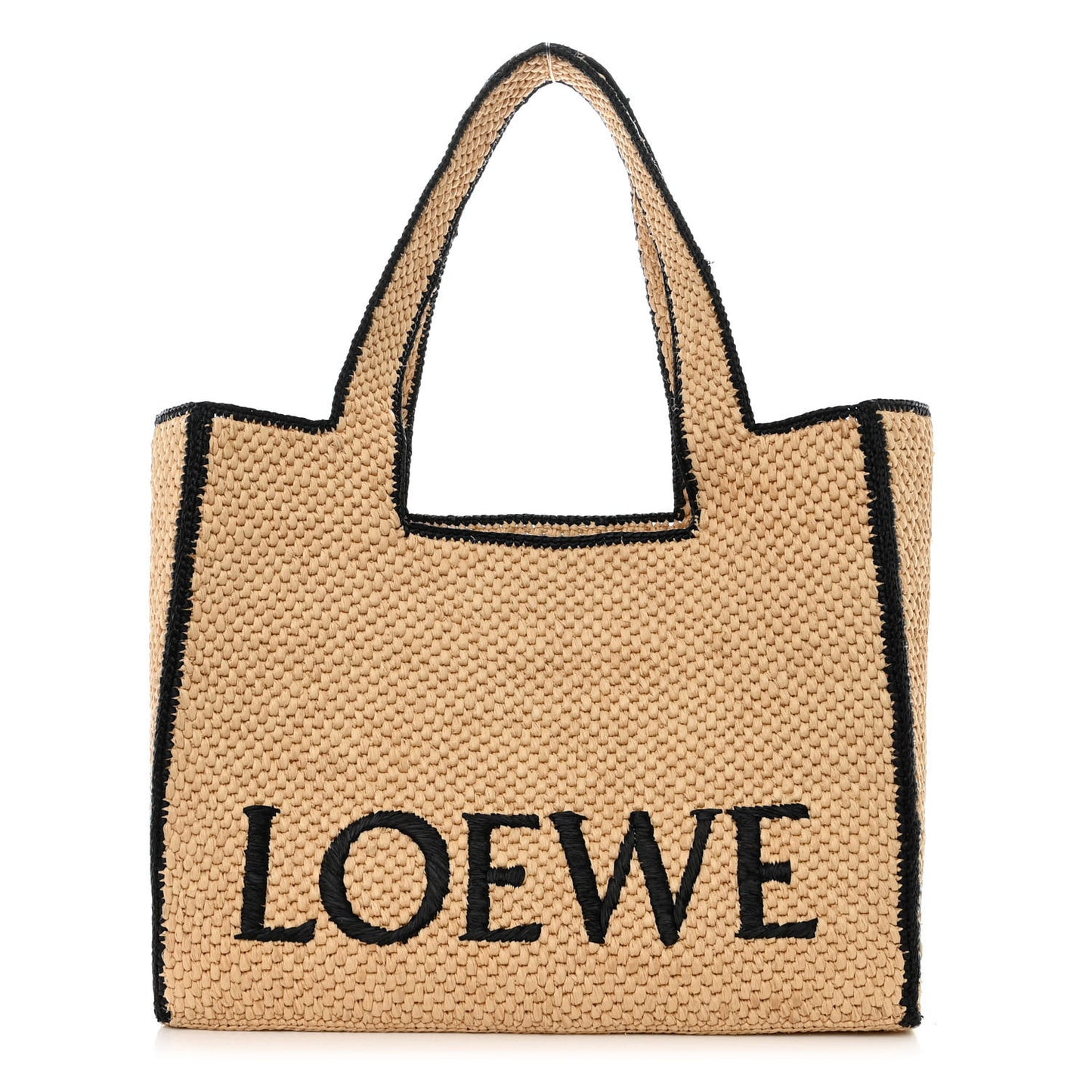 Raffia Large Paula's Ibiza Logo Tote Natural Tan