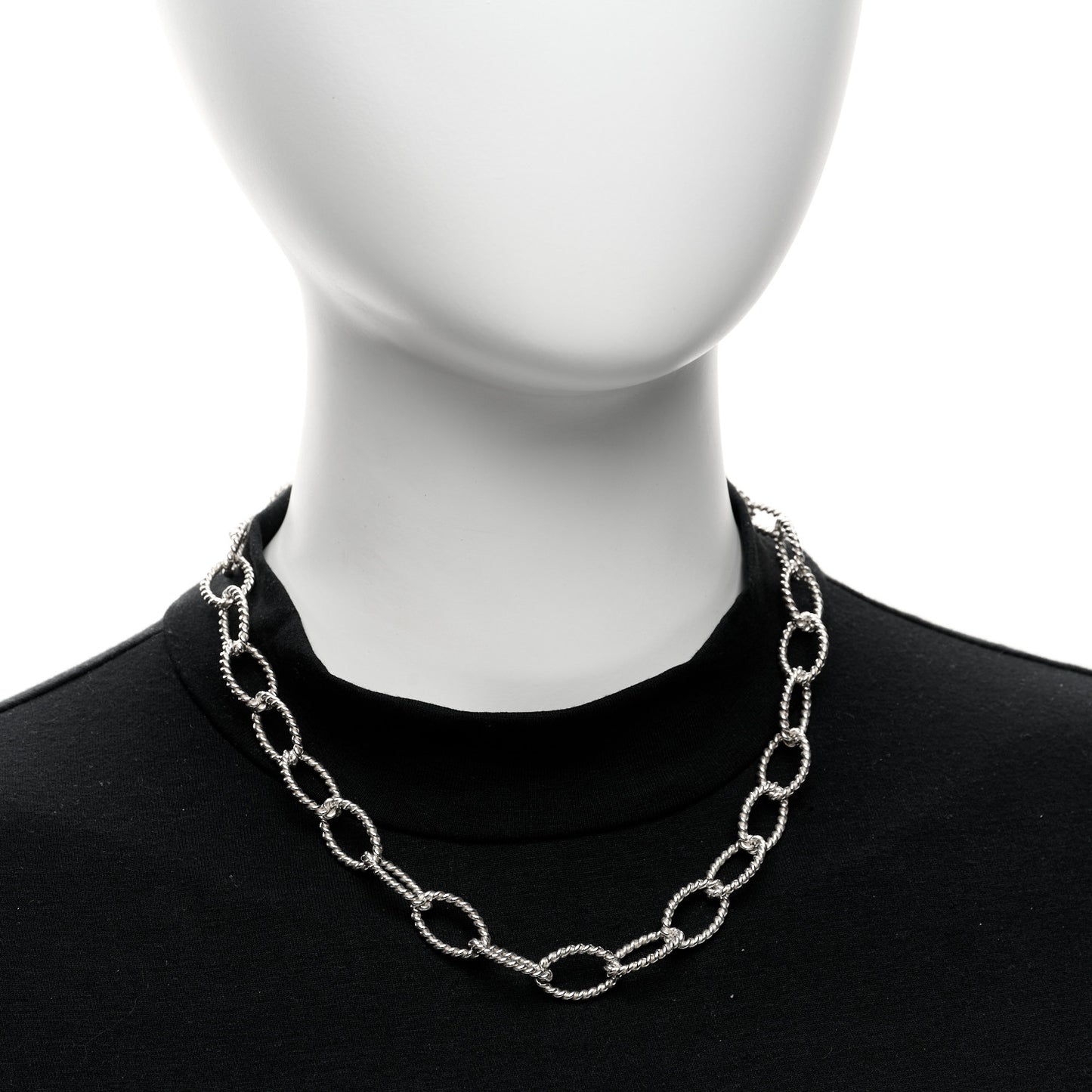 Sterling Silver Oval Twist Link Necklace