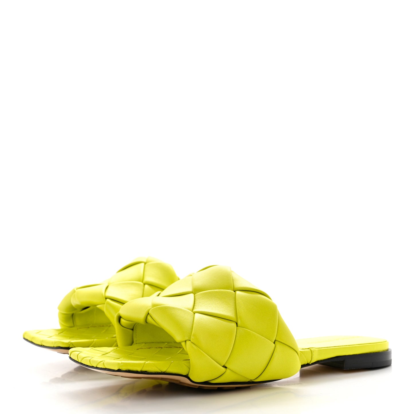 Nappa Maxi Intrecciato Lido Flat Sandals 37.5 Kiwi