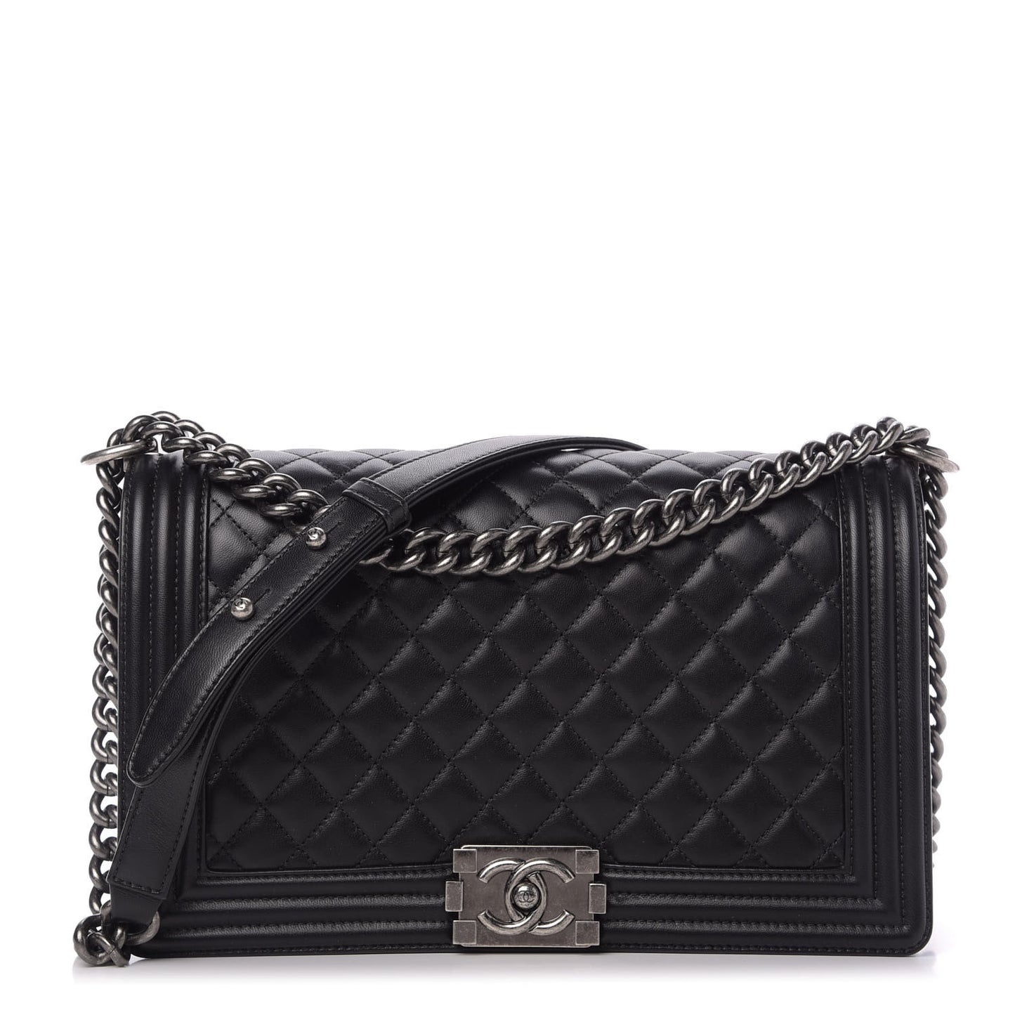 Lambskin Quilted New Medium Boy Flap Black