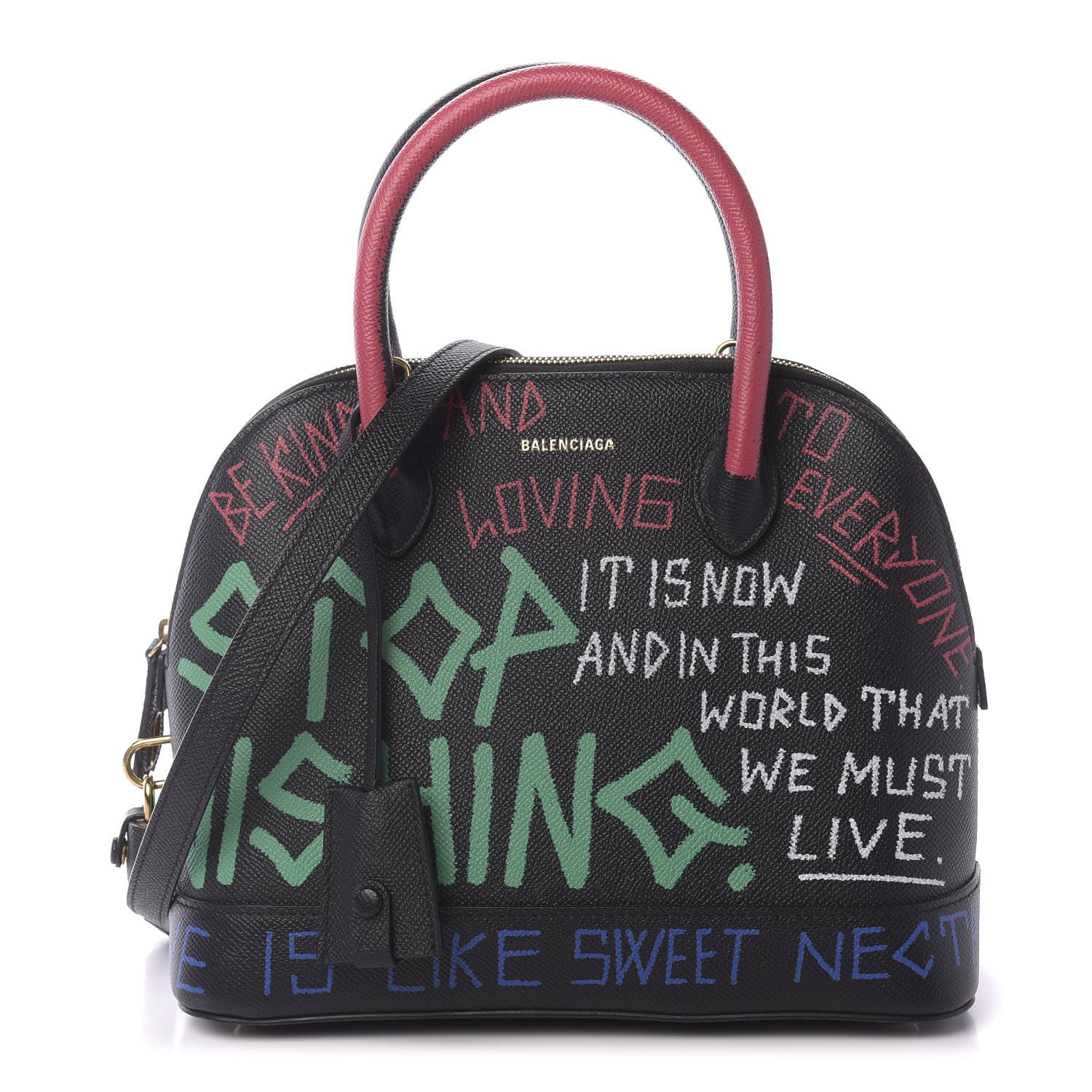 Balenciaga Signature Grained Calfskin Graffiti S Ville Top Handle Bag Black Multicolor 1 of 8