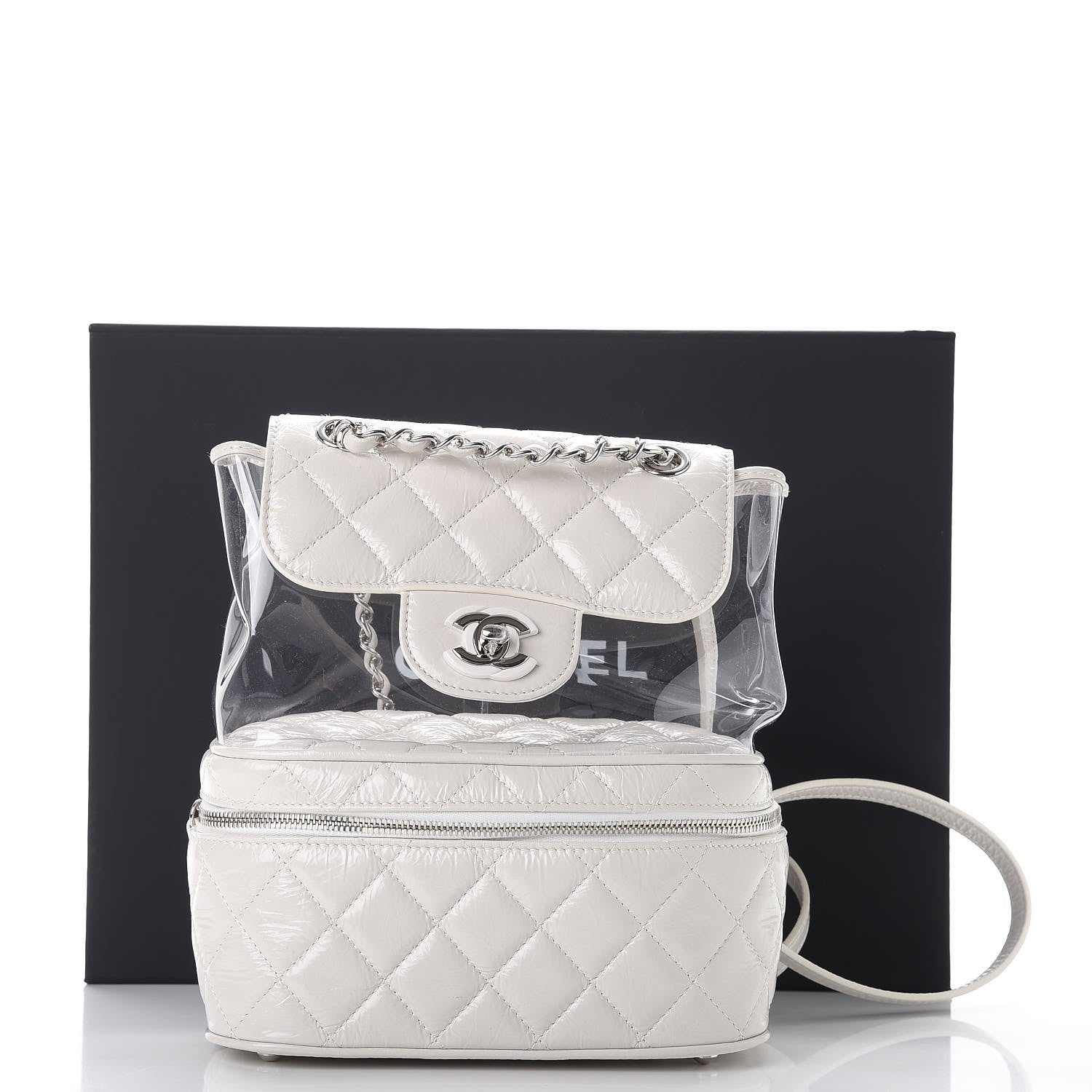 Chanel Crumpled Calfskin PVC Quilted Backpack White 9 of 9
