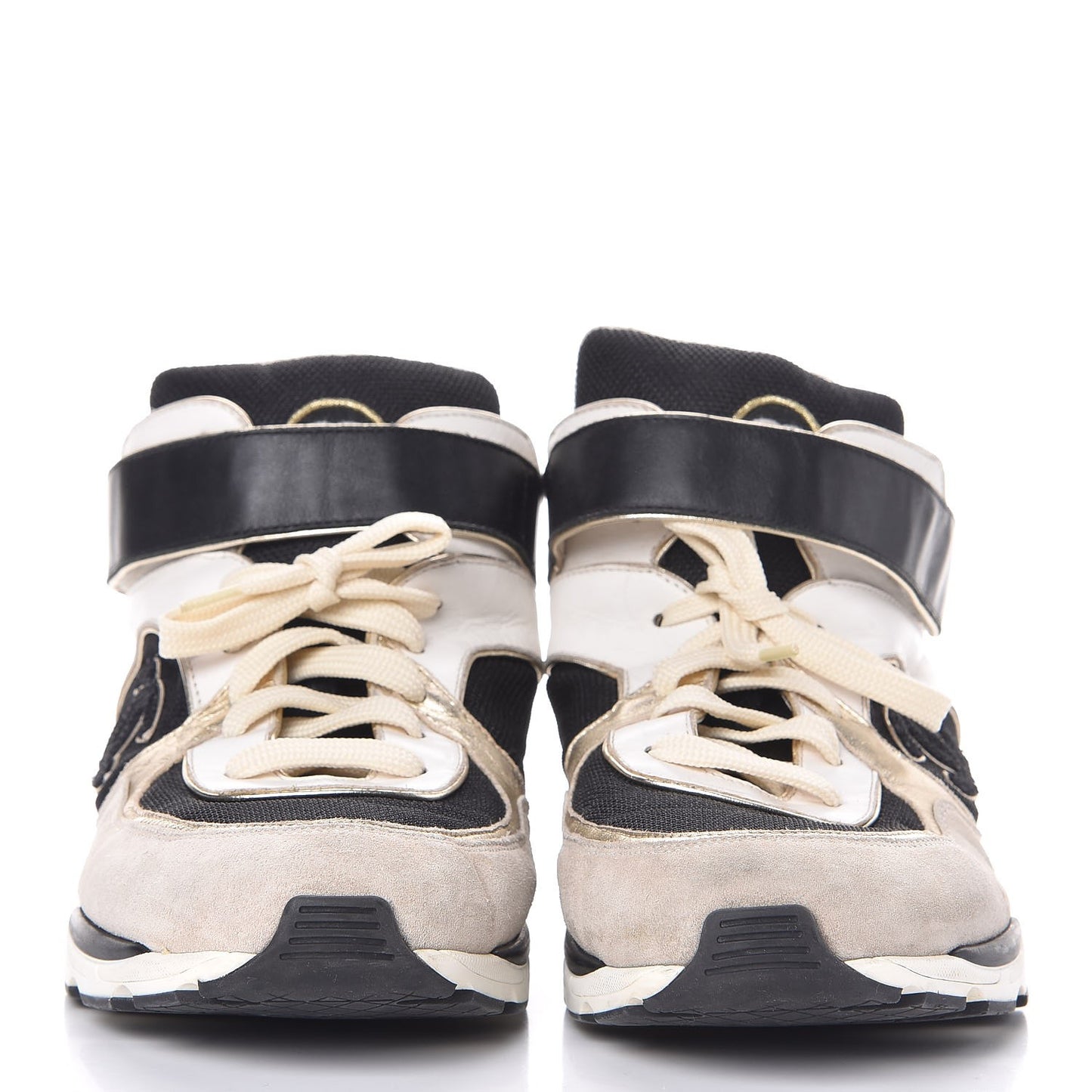 Mens Suede Calfskin CC High Top Sneakers 43 White Black
