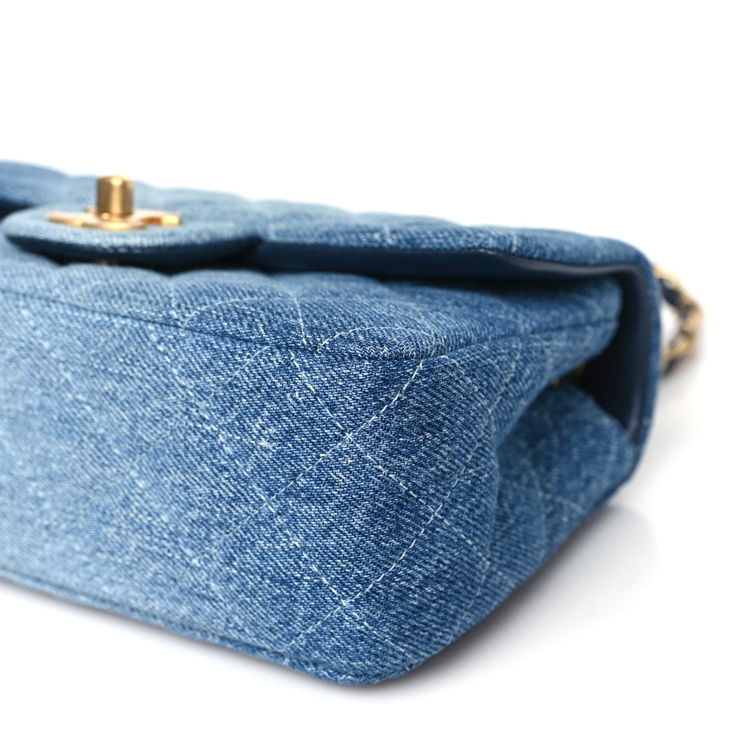 Chanel Washed Denim Quilted Mini Rectangular Flap Blue 10 of 11