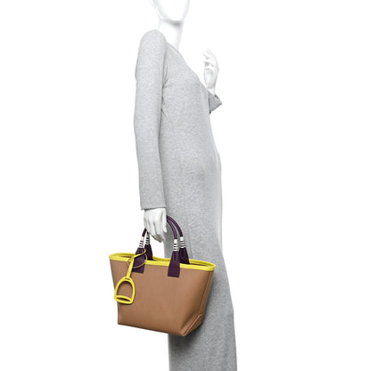 Hermes Military Toile Canvas Swift Steeple 25 Bag Chai Cassis Lime 2 of 10