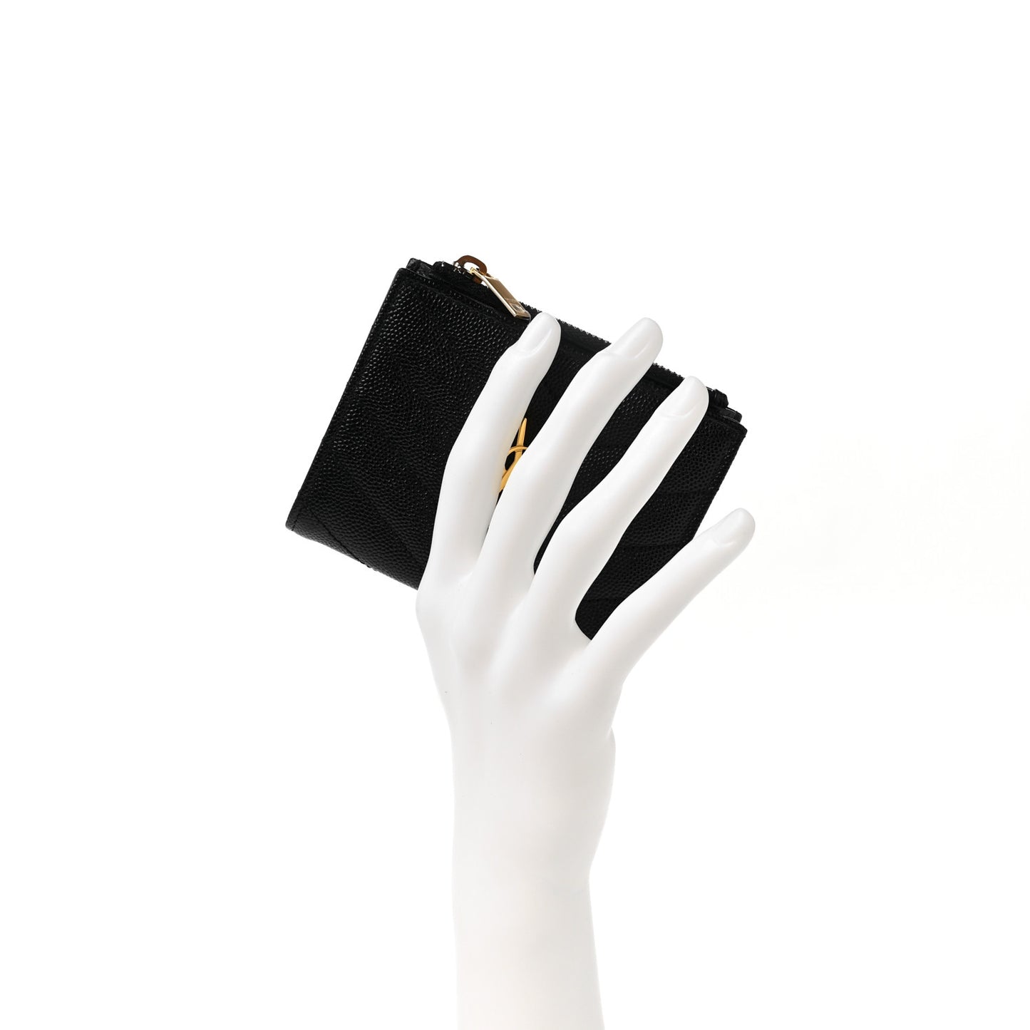Grain De Poudre Matelasse Chevron Monogram Zipped Card Case Black