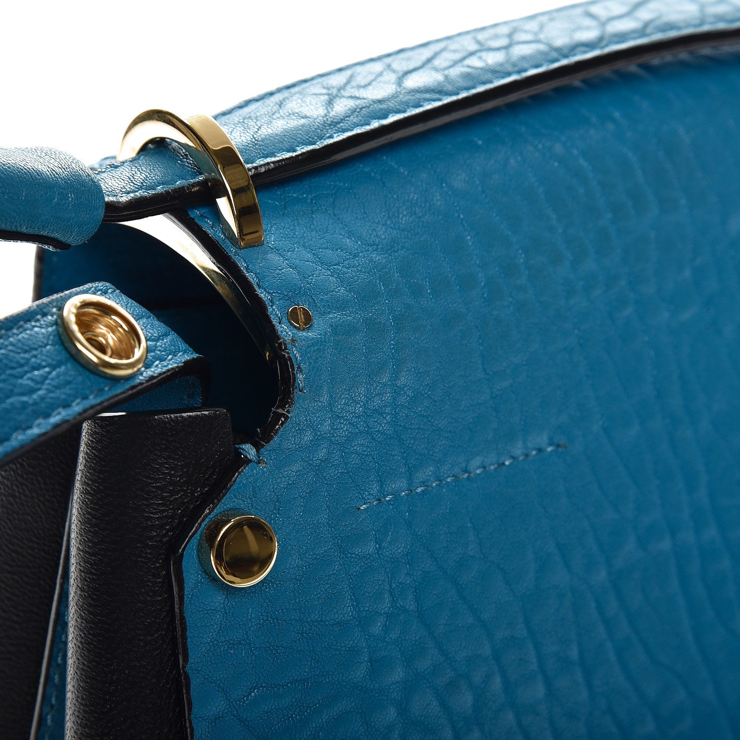 Jimmy Choo Nappa Grainy Leather Studded Lockett Shoulder Bag Robot Blue Black 9 of 10