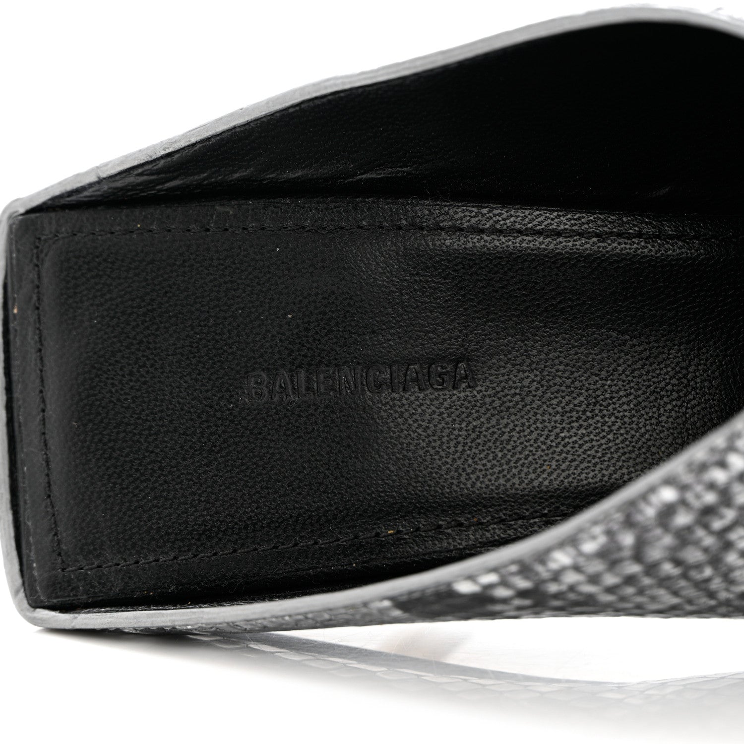 Balenciaga Kidskin Snake Effect Knife Pointy Toe Mule Pumps 37.5 Silver 7 of 12