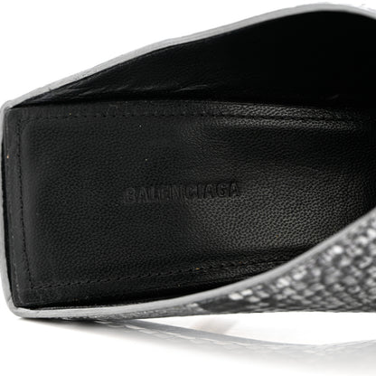 Balenciaga Kidskin Snake Effect Knife Pointy Toe Mule Pumps 37.5 Silver 7 of 12