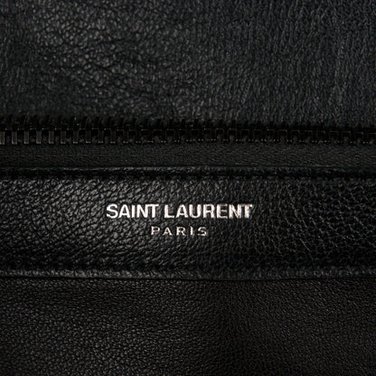 Saint Laurent Sheepskin Matelasse Chevron Monogram Monochrome Large College Satchel Black 7 of 8