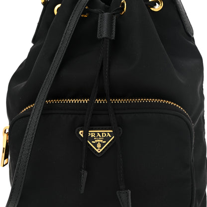Prada Saffiano Tessuto Nylon Mini Bucket Crossbody Bag Black 9 of 11